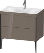 Mitteldichte Faserplatte (MDF) / 2Ausz.,1Hl,schwarz / flannel grey hochglanz