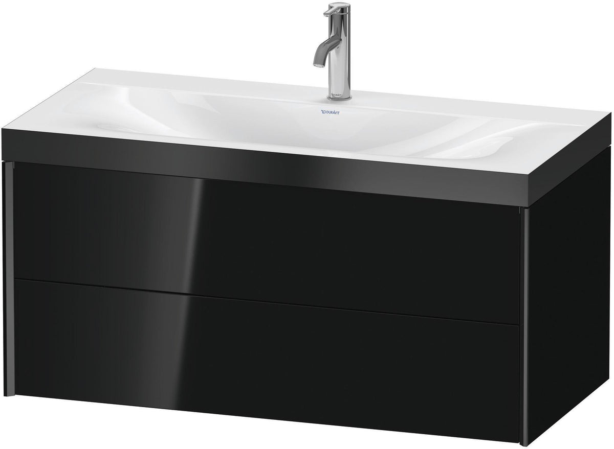 DURAVIT XViu c-bonded Waschtischunterbauset 1000 mm, 2 Schubkästen, schwarz matt / schwarz hochglanz