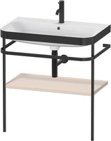 Duravit Happy D.2 c-bonded Waschtischset mit Metallkonsole, 775 mm, Taupe seidenmatt