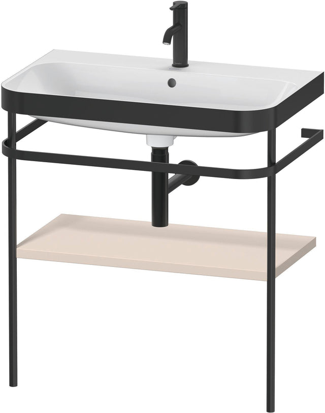 Duravit Happy D.2 c-bonded Waschtischset mit Metallkonsole, 775 mm, Taupe seidenmatt