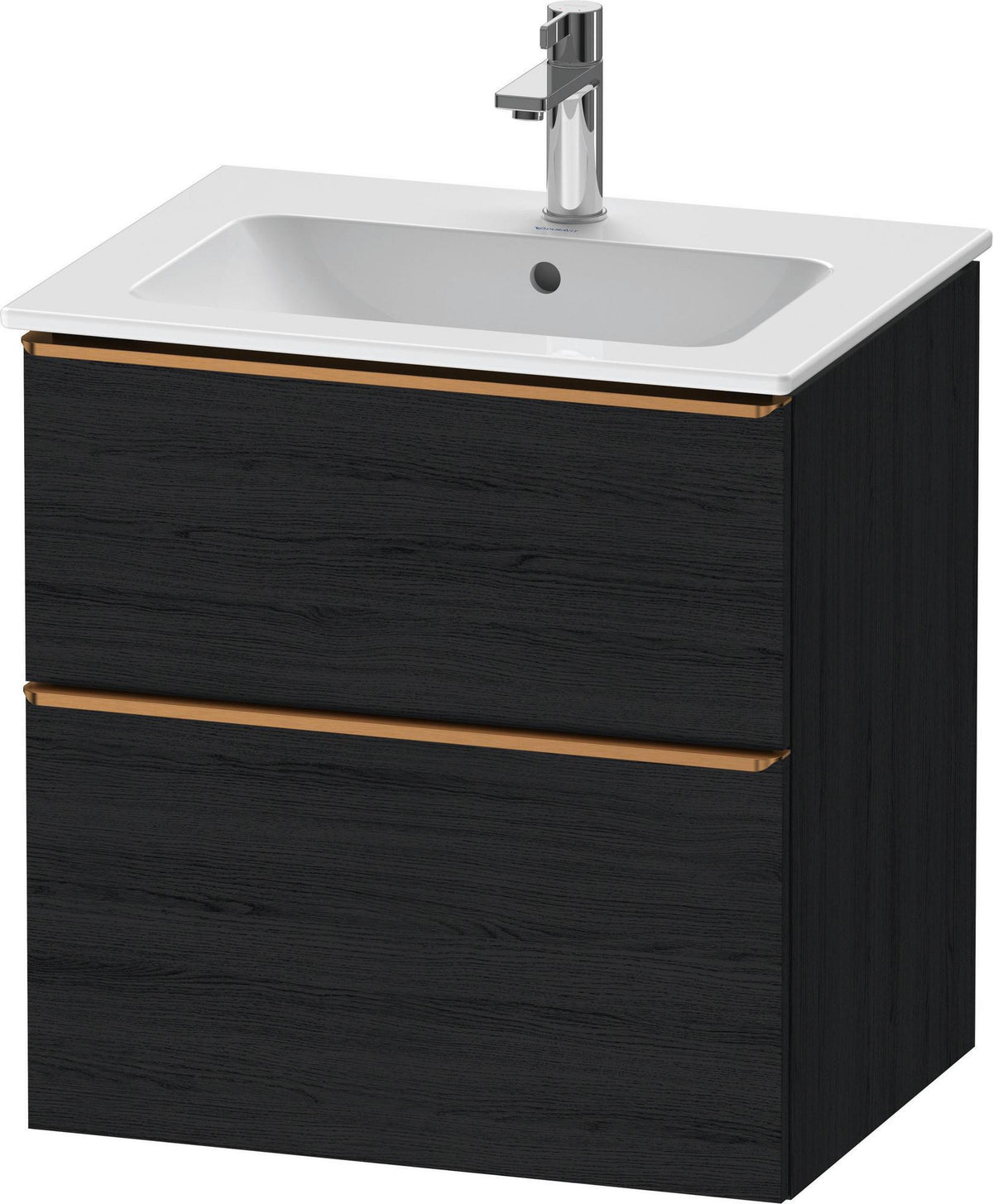 DURAVIT D-Neo Waschtischunterbau 610 mm Eiche Schwarz mit Bronze Griff – wandhängend