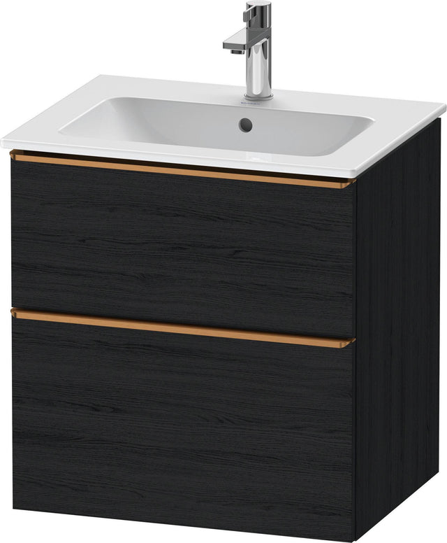 DURAVIT D-Neo Waschtischunterbau 610 mm Eiche Schwarz mit Bronze Griff – wandhängend