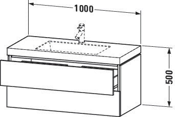 Duravit L-Cube Waschtischset 1000x480mm mit Vero Air Waschtisch, 2 Schubkästen, ohne Überlauf, s-matt