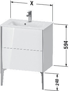 Duravit Waschtischunterbau XVIU 610x834x390mm 2 Auszüge Compact s-matt