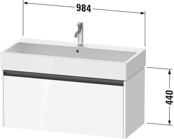 DURAVIT Ketho.2 Waschtischunterbau 984 mm betongrau matt mit 1 Auszug, wandhängend