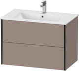 Duravit XViu Waschtischunterbau wandhängend 810 mm, 2 Schubkästen, champagner matt/weiß matt – ohne Griff, mit Tip-On-Technik