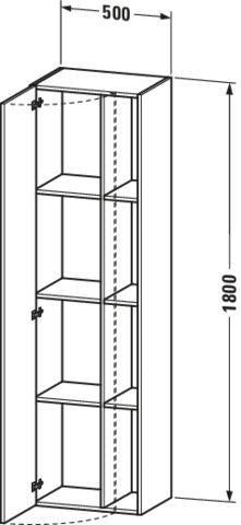 DURAVIT DuraStyle Hochschrank 360x500x1800mm, 1 Tür links, weiß matt – Wandhängend mit Soft-Close
