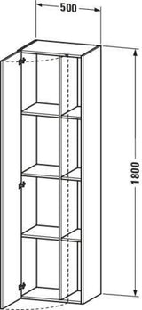 DURAVIT DuraStyle Hochschrank 360x500x1800mm, 1 Tür links, weiß matt – Wandhängend mit Soft-Close