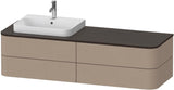 DURAVIT Happy D.2 Konsolenwaschtischunterbau 1600 mm taupe supermatt mit LED-Innenbeleuchtung und Tip-On-Technik