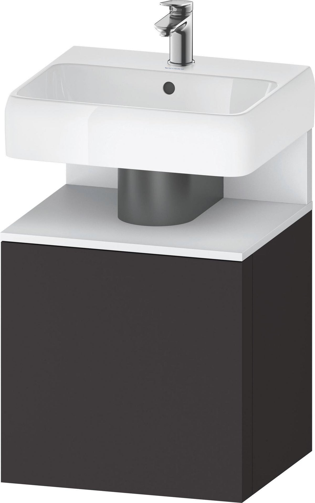 DURAVIT Qatego Waschtischunterbau 490 mm wandhängend, 1 Tür links, Weiß Matt mit Eiche Schwarz Nische
