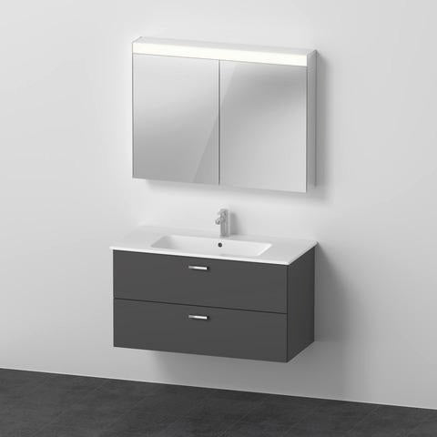 Duravit XBase Möbel-Set 1030 mm weiß glänzend mit Waschtisch, Unterbau und Spiegelschrank