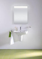 Duravit D-Code Waschtisch 550 mm weiß mit Überlauf und Hahnlochbank – Wandmontage