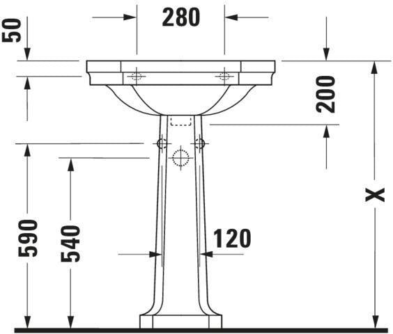 Duravit Waschtisch Serie 1930 600 mm mit Überlauf und 1 Hahnloch, weiß