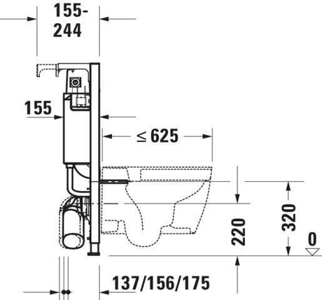 DURAVIT DuraSystem WC-Vorwandelement Trockenbau 500x840mm mit mechanischer Spülbedienung