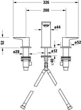 DURAVIT Wave 3-Loch Waschtischarmatur Chrom – 129 mm Ausladung, ohne Zugstange