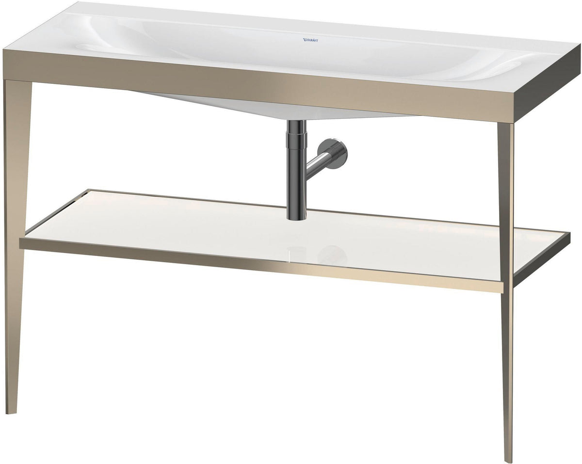DURAVIT XViu c-bonded Waschtischset 1200 mm in Schwarz Matt mit Metallkonsole und apricot pearl Hochglanz