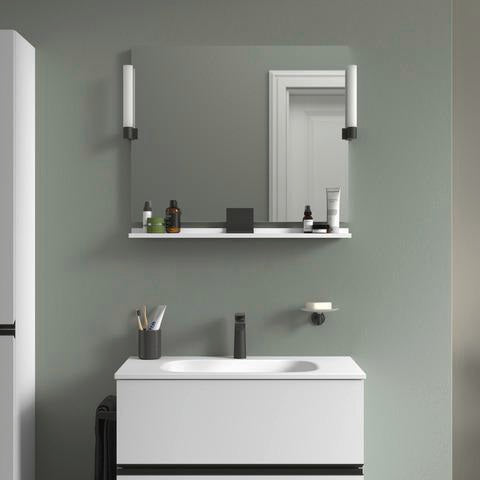 DURAVIT Sivida Spiegelablage 800x115x35mm Chrom/Weiß Matt – Montage unter Spiegel inkl. Befestigungsmaterial