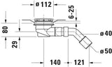 Duravit D-Code Duschwannenablauf chrom, Ablauf waagerecht, Durchmesser 90 mm