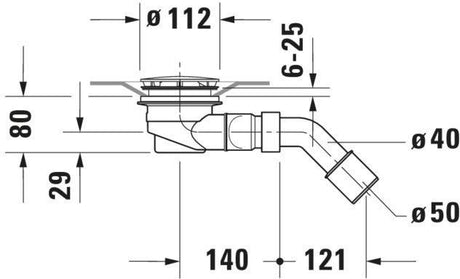 Duravit D-Code Duschwannenablauf chrom, Ablauf waagerecht, Durchmesser 90 mm