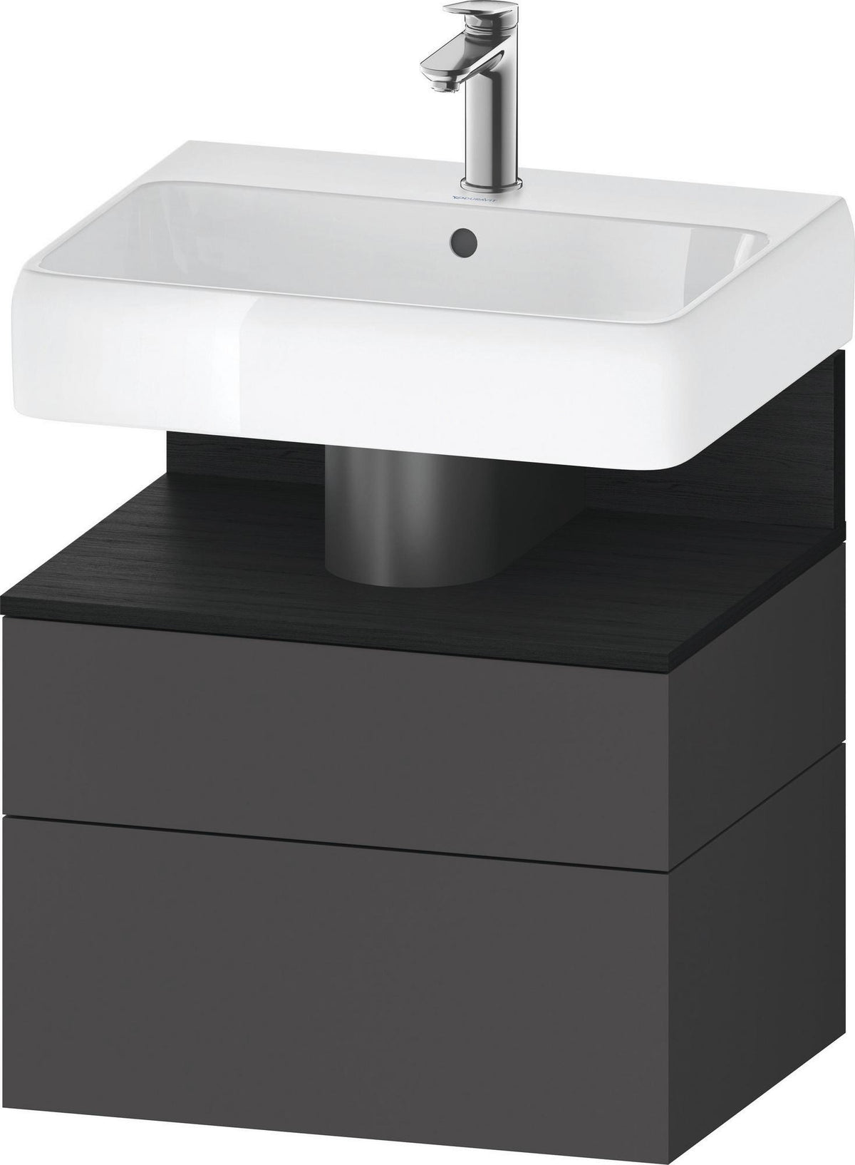 DURAVIT Qatego Waschtischunterbau 590 mm wandhängend, 1 Auszug, weiß Hochglanz, Nische Eiche Schwarz