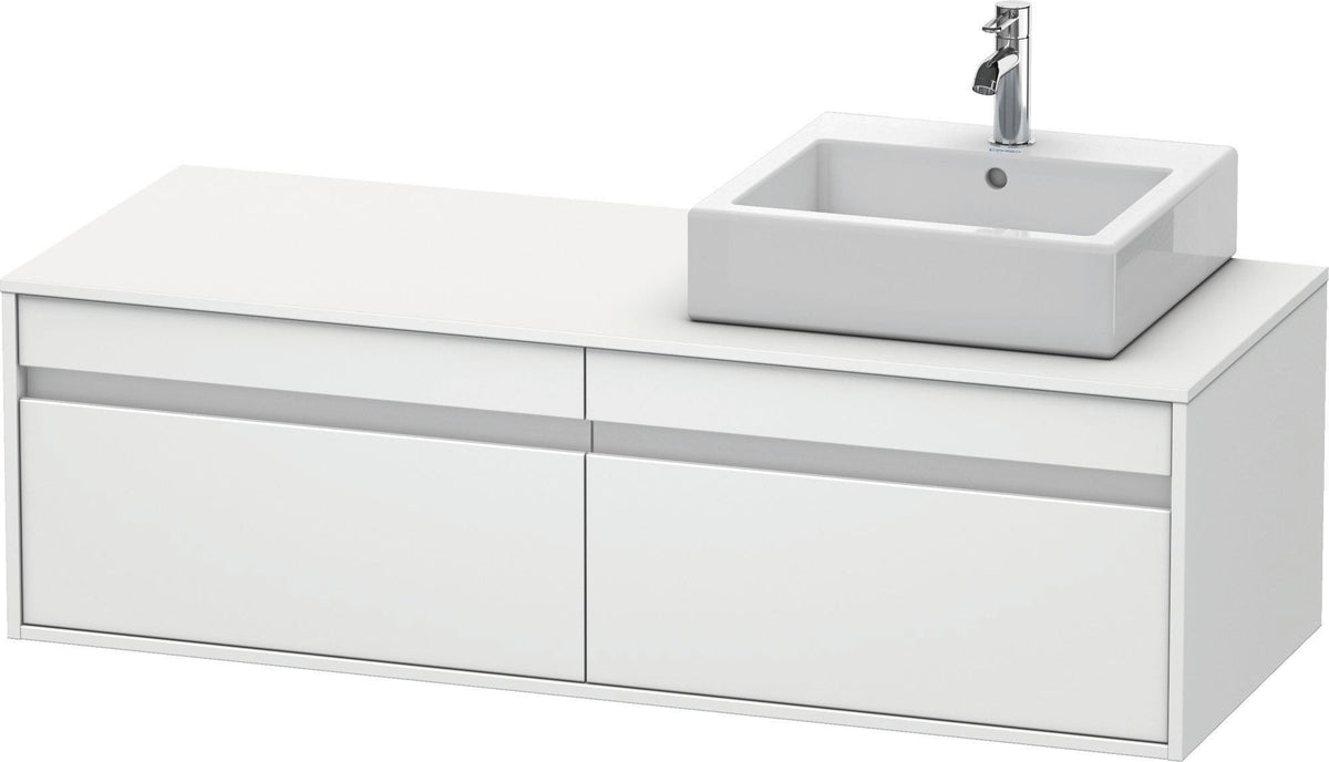 Duravit Ketho Waschtischunterbau wandhängend 1400 mm, 2 Auszüge, weiß matt, Becken links