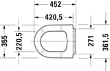 DURAVIT ME by Starck WC-Sitz mit Absenkautomatik, Duroplast, weiß, 458x374x40mm