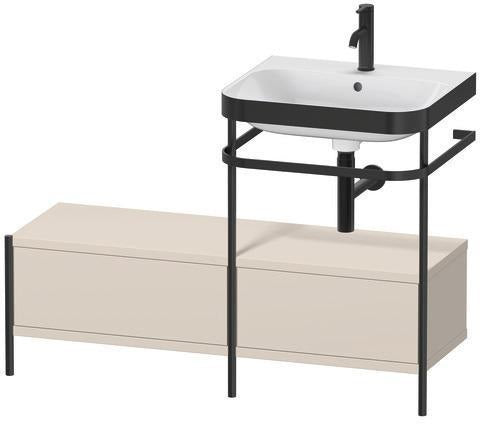 Duravit Waschtischset Happy D.2 Plus 1200x490mm ein Hahnloch taupe supermatt mit Metallkonsole