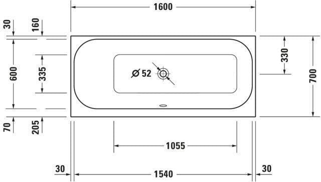 DURAVIT Whirlwanne Happy D.2 1600x700mm Einbau mit Air-System, weiß