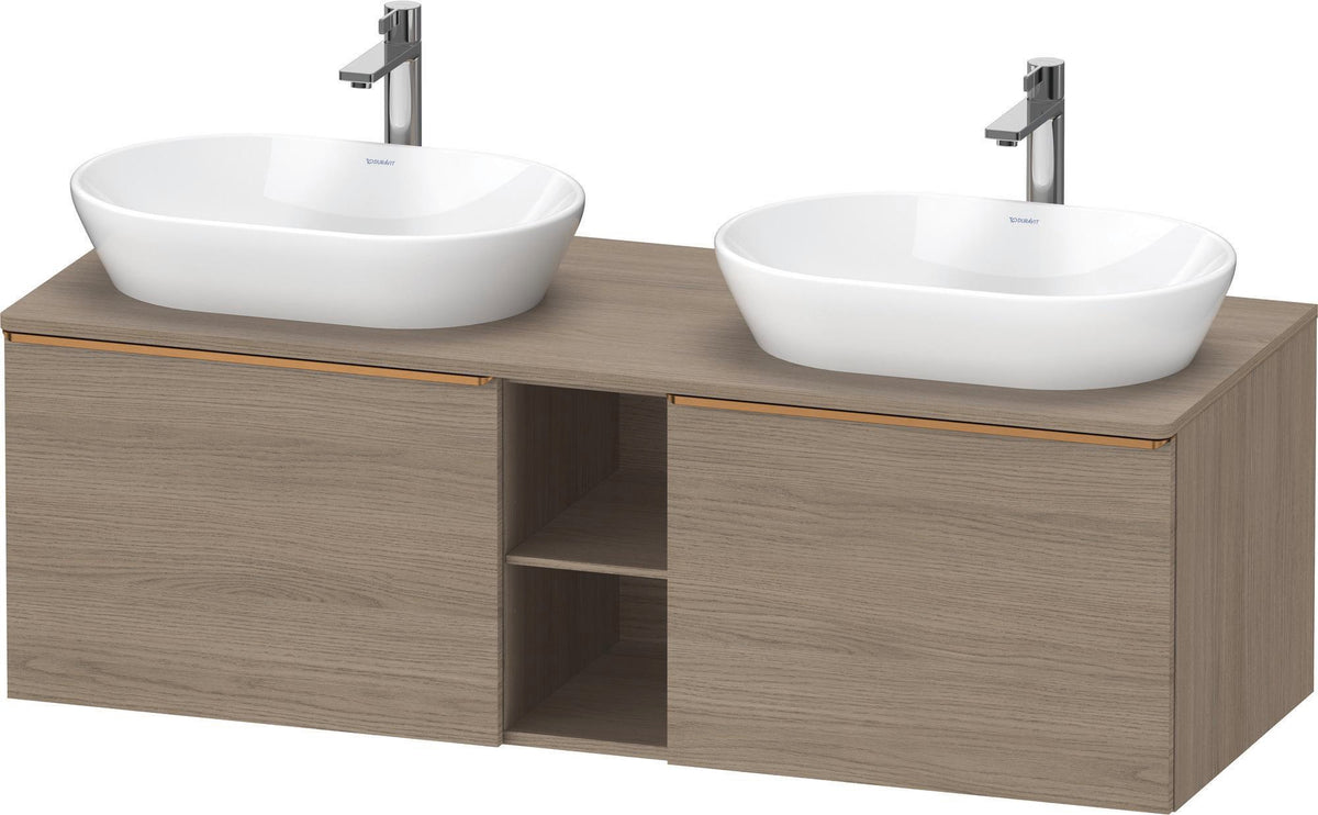 Duravit D-Neo Konsolenwaschtischunterbau 1400 mm Eiche Terra Matt, wandhängend, 2 Auszüge