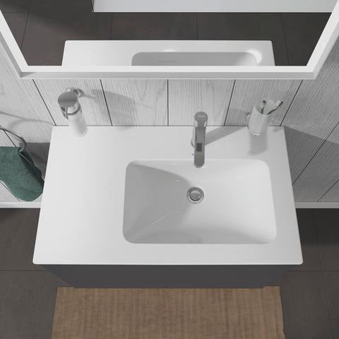 DURAVIT L-Cube Waschtischunterbau 820 mm wandhängend, 2 Schubkästen, Becken rechts, Betongrau Matt