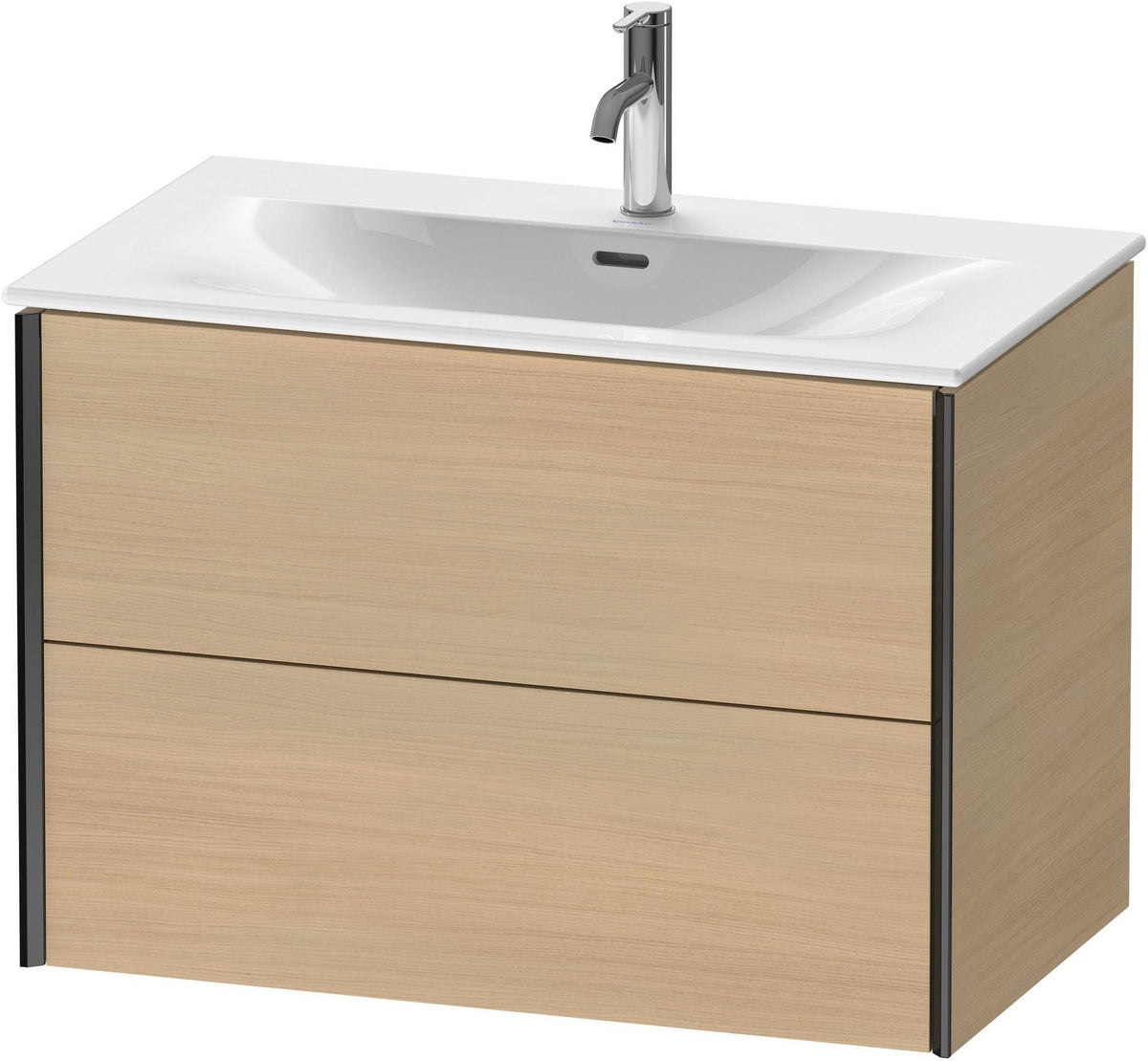 Duravit XViu Waschtischunterbau wandhängend 810 mm, 2 Schubkästen, mediterrane Eiche – ohne Griff, mit Tip-On-Technik