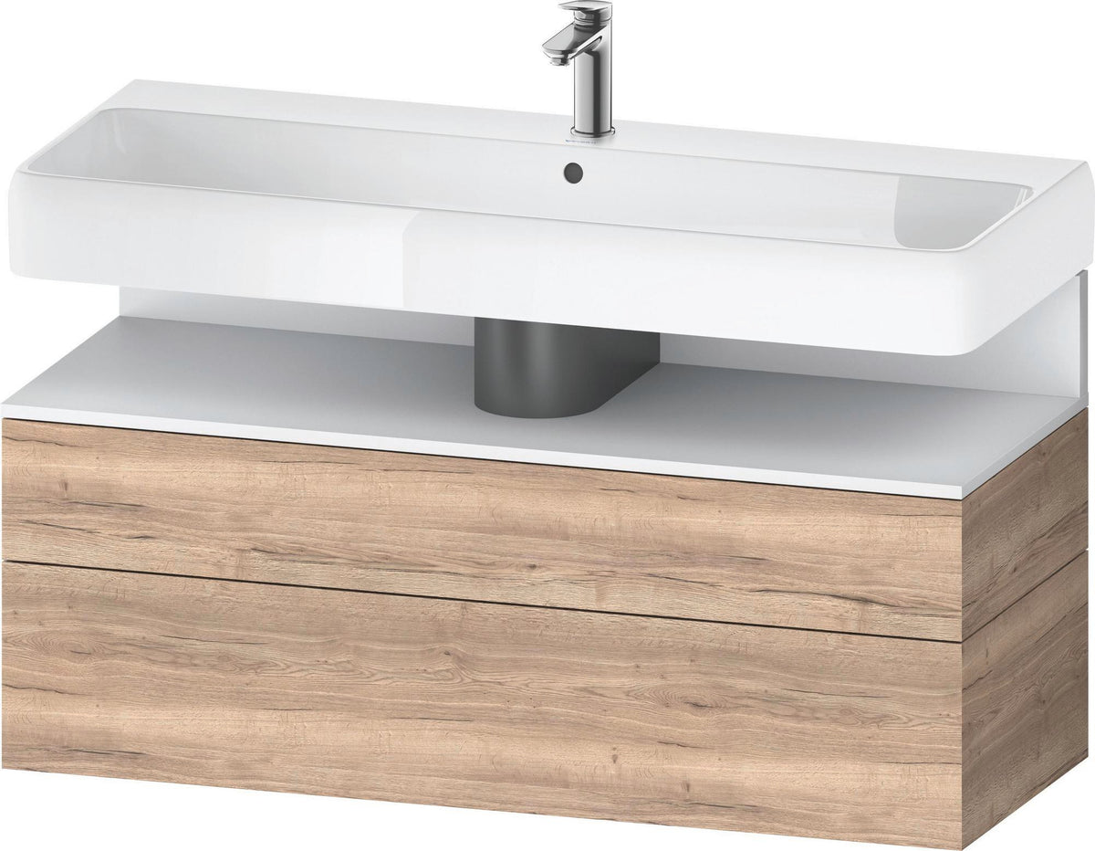 Duravit Qatego Waschtischunterbau 1190 mm – Weiß Matt mit Eiche Schwarz Nische, 1 Auszug, LED