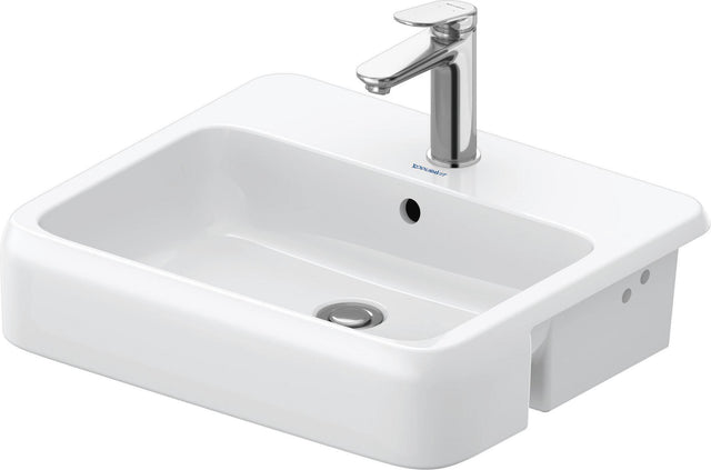 DURAVIT Qatego Halbeinbauwaschtisch 550mm weiß HygieneGlaze 1 Hahnloch mit Überlauf