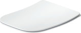 Duravit Univavo WC-Sitz eckig tief 434mm mit Absenkautomatik, abnehmbar, Edelstahl Scharniere, Weiß