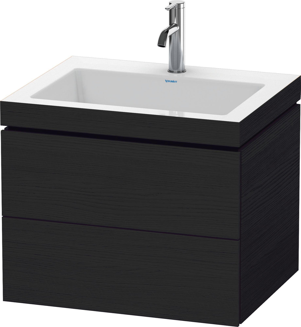 Duravit L-Cube Waschtischset mit Vero Air 500x600x480mm, Eiche Schwarz, 2 Schubkästen, c-bonded, wandhängend