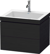 Duravit L-Cube Waschtischset mit Vero Air 500x600x480mm, Eiche Schwarz, 2 Schubkästen, c-bonded, wandhängend