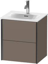 Duravit XViu Waschtischunterbau wandhängend 557 mm, 2 Schubkästen, flannel grey seidenmatt – ohne Griff, mit Tip-On-Technik