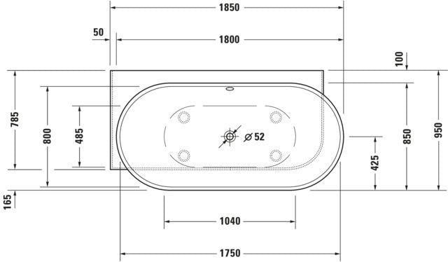 DURAVIT Luv Eckbadewanne 1850x950 mm Mineralguss Weiß Matt – 2 Rückenschrägen, Ecke links