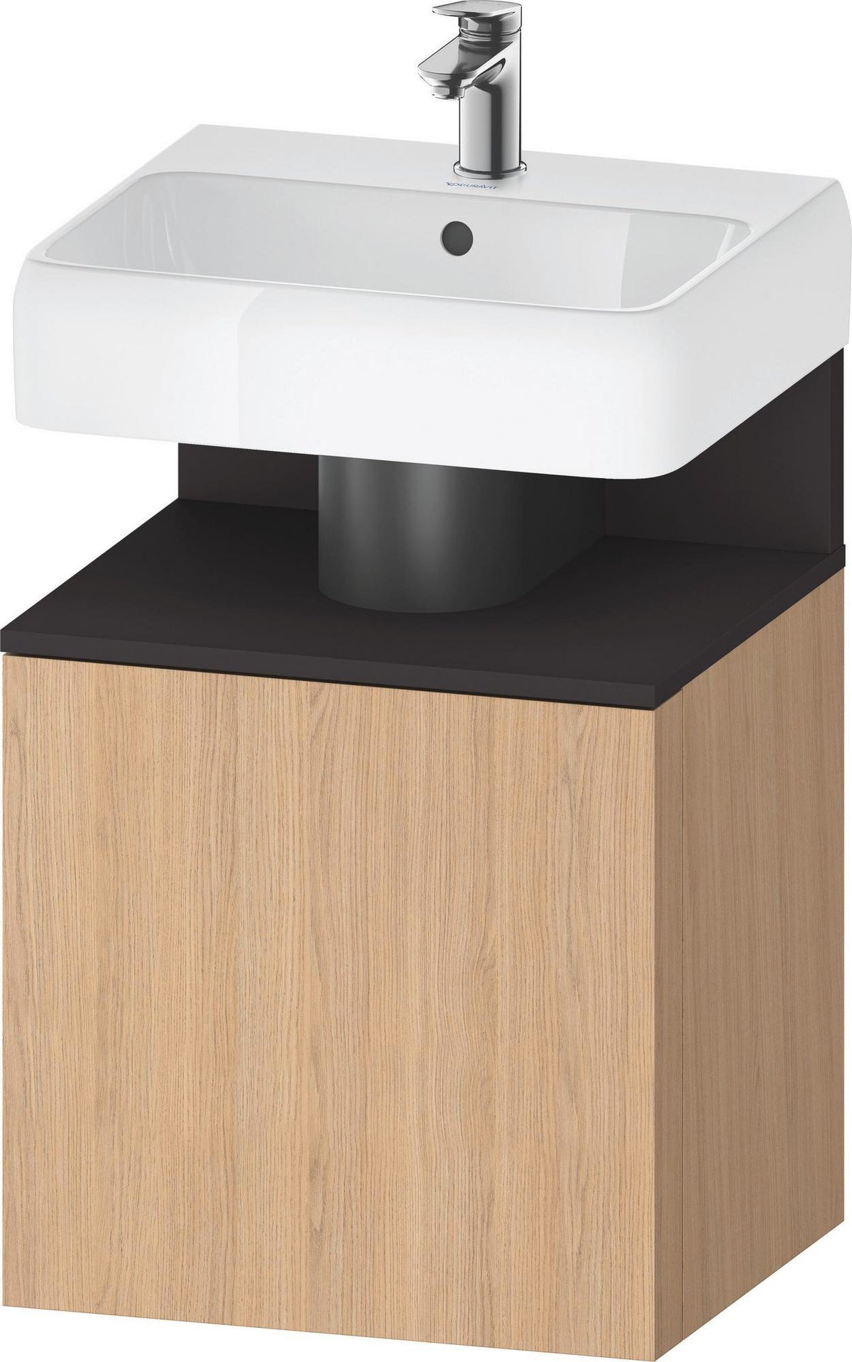 DURAVIT Qatego Waschtischunterbau 490 mm wandhängend, 1 Tür links, Weiß Matt mit Eiche Schwarz Nische