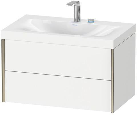 Duravit XViu Möbelwaschtisch-Set 800 mm mit Viu Waschtisch, Nussbaum Mitte, 2 Schubkästen, wandhängend