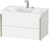 Duravit XViu Möbelwaschtisch-Set 800 mm mit Viu Waschtisch, Nussbaum Mitte, 2 Schubkästen, wandhängend