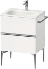 Duravit Sivida Waschtischunterbau 610 mm, bodenstehend, 2 Schubkästen, Weiß Hochglanz