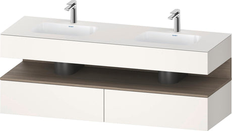 DURAVIT Qatego Einbauwaschtisch mit Konsolenwaschtischunterbau Basalt & Eiche Terra Matt 1600x550x600 mm