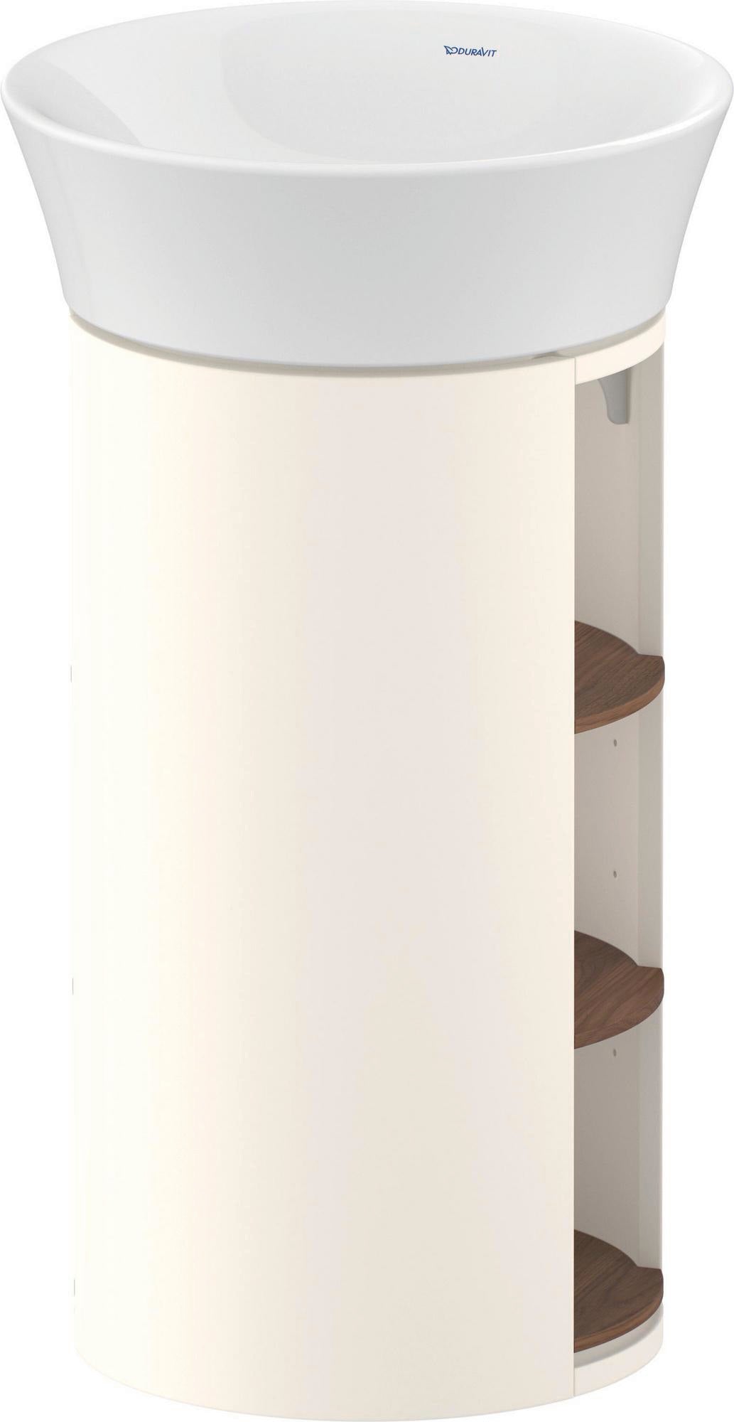 Duravit White Tulip Waschtischunterbau bodenstehend, 410 mm, Amerikanisch Nussbaum / Taupe Hochglanz, 3 offene Fächer, von Philippe Starck