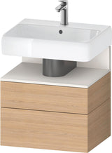 DURAVIT Qatego Waschtischunterbau 590 mm wandhängend, 1 Auszug, weiß Hochglanz, Nische Eiche Schwarz