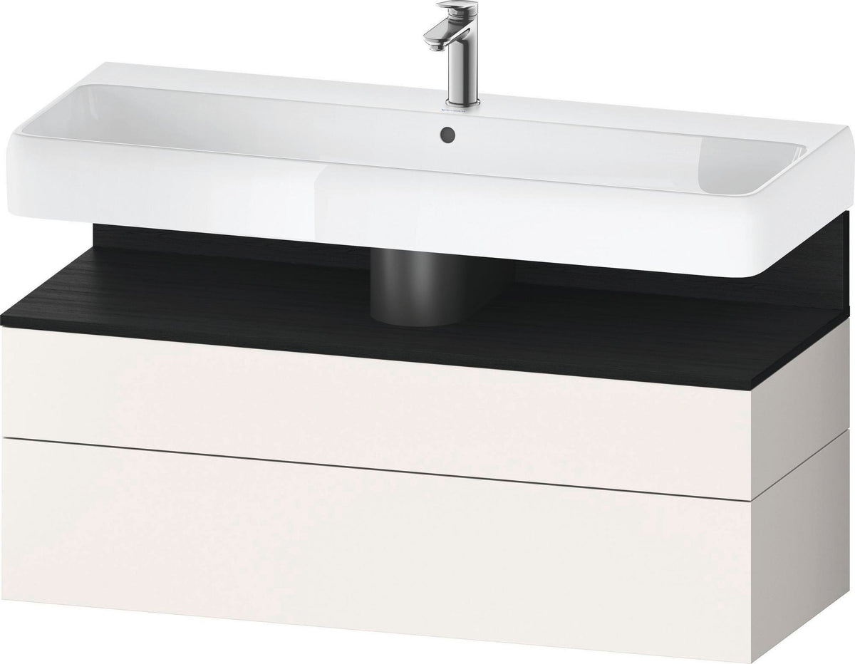 Duravit Qatego Waschtischunterbau 1190 mm – Weiß Matt mit Eiche Schwarz Nische, 1 Auszug, LED