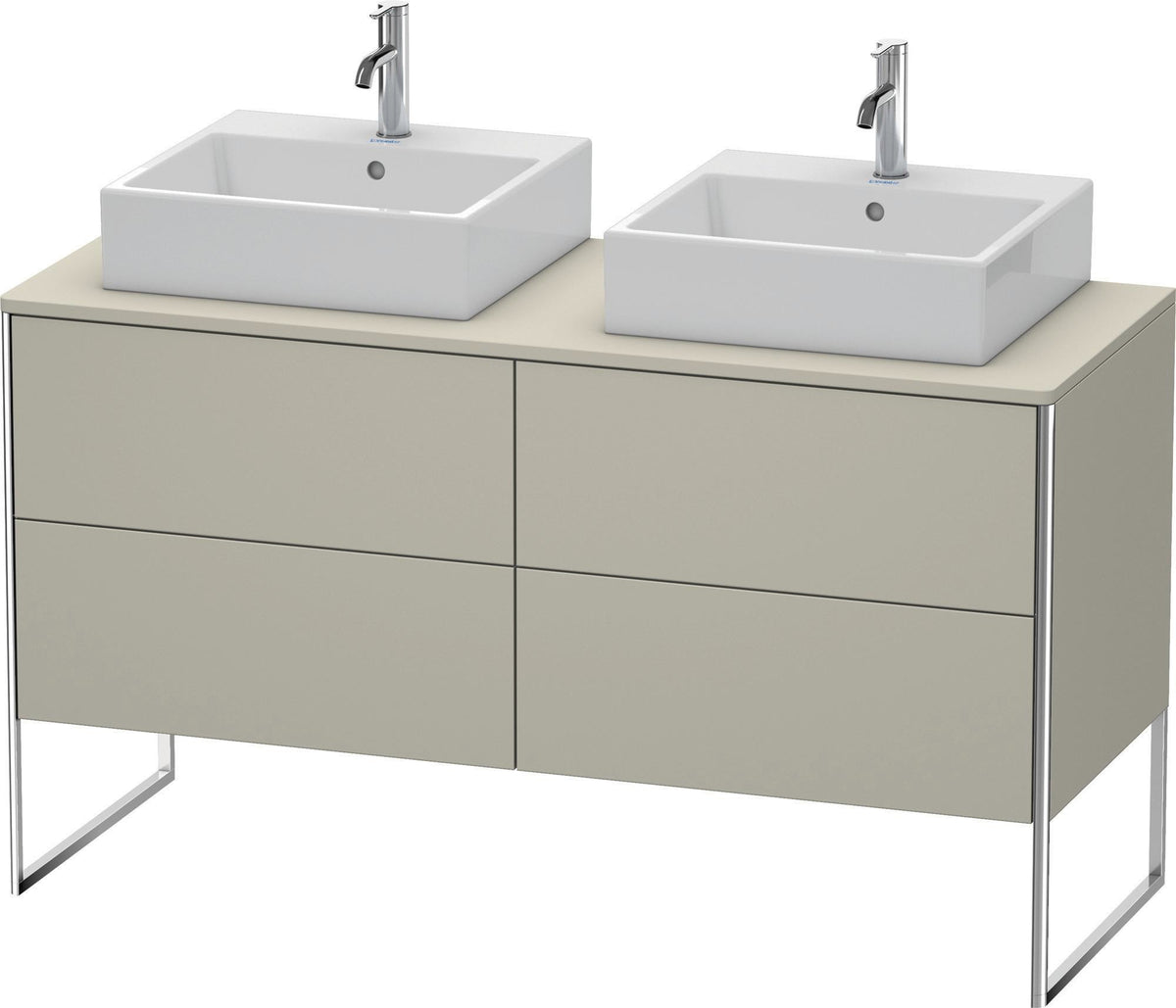 DURAVIT XSquare Waschtischunterbau 1400 mm betongrau matt mit 4 Schubkästen und Tip-On-Technik