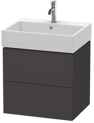 Duravit L-Cube Waschtischunterbau 584 mm taupe supermatt, 2 Schubkästen, Tip-On, wandhängend