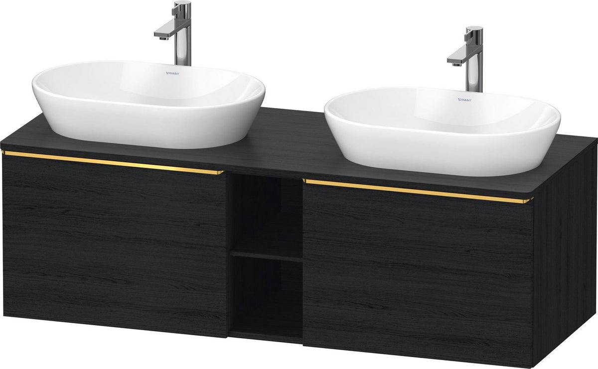 DURAVIT D-Neo Konsolenwaschtischunterbau 1400 mm betongrau matt mit 2 Auszügen und Bronze-Griffen