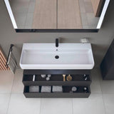 Duravit Qatego Waschtischunterbau 1190 mm – Weiß Matt mit Eiche Schwarz Nische, 1 Auszug, LED